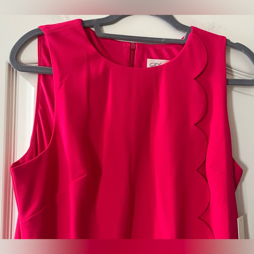 Eliza J Vibrant Pink Scalloped Mini Dress Women Size 12 - Picture 8 of 14